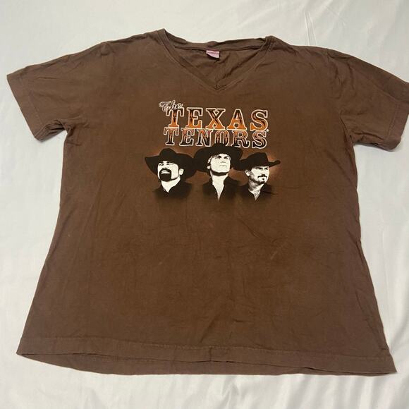 LAT The Texas Tenors T-Shirt Brown V Neck Size L Women's Men's? - Picture 1 of 7